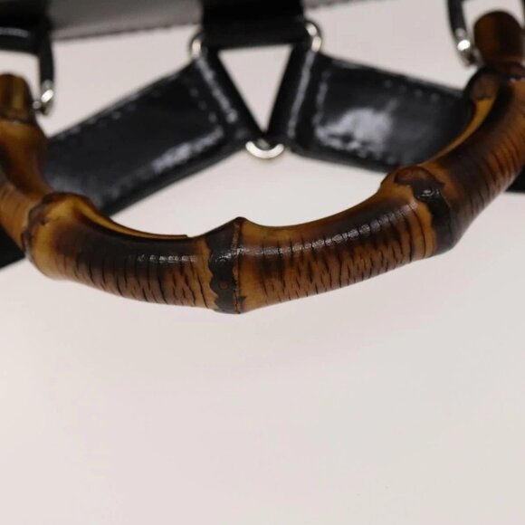 GUCCI Bamboo Backpack Canvas Black Silver 003 1998 0030 Auth 140163 - Picture 8 of 16